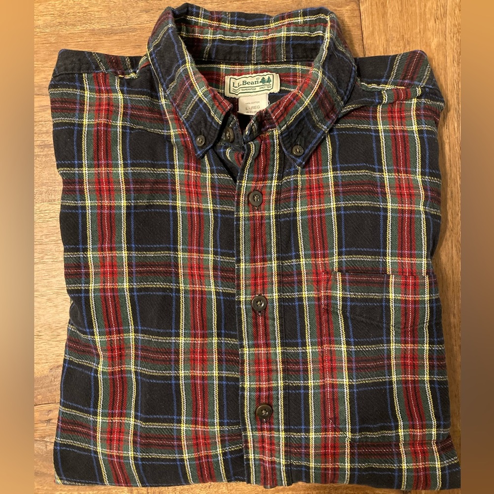 LL Bean Scotch Plaid Flannel Shirt, Traditional Fit